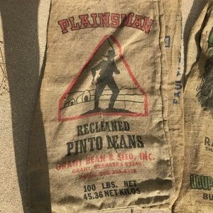 Vintage Plainsman Cowboy Burlap sack 20" X 32"